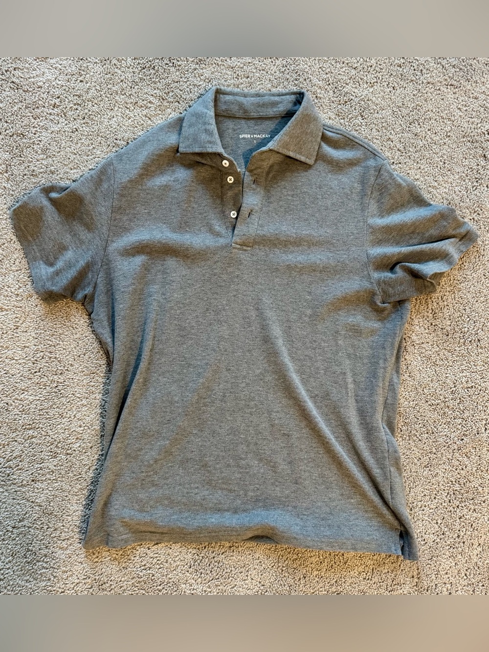 Spier & Mackay Men’s LG Gray Short Sleeve Polo Shirt. Premium Cotton.Gently Used